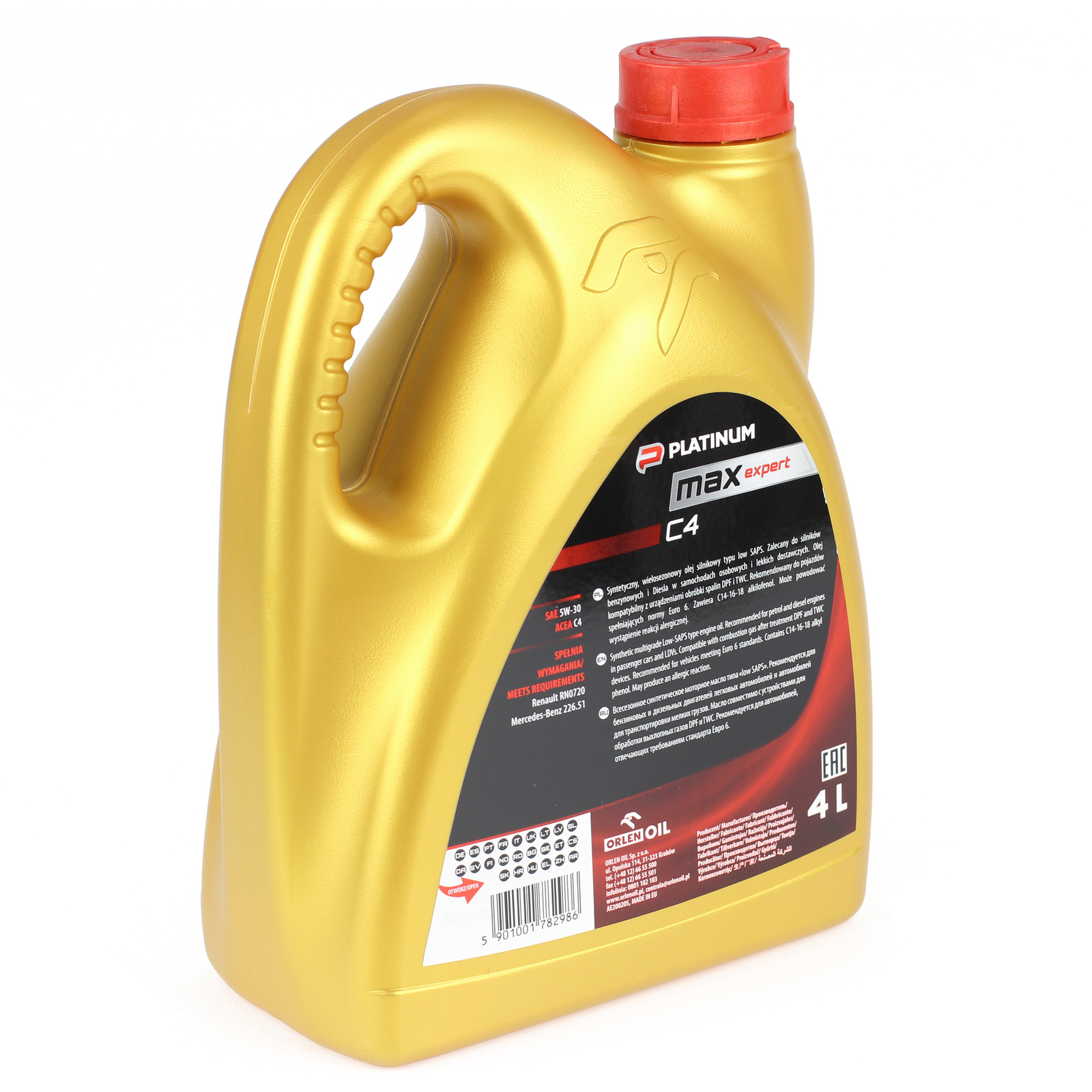 Моторное масло Orlen PLATINUM Max Expert C4 5W–30​​ 4л.